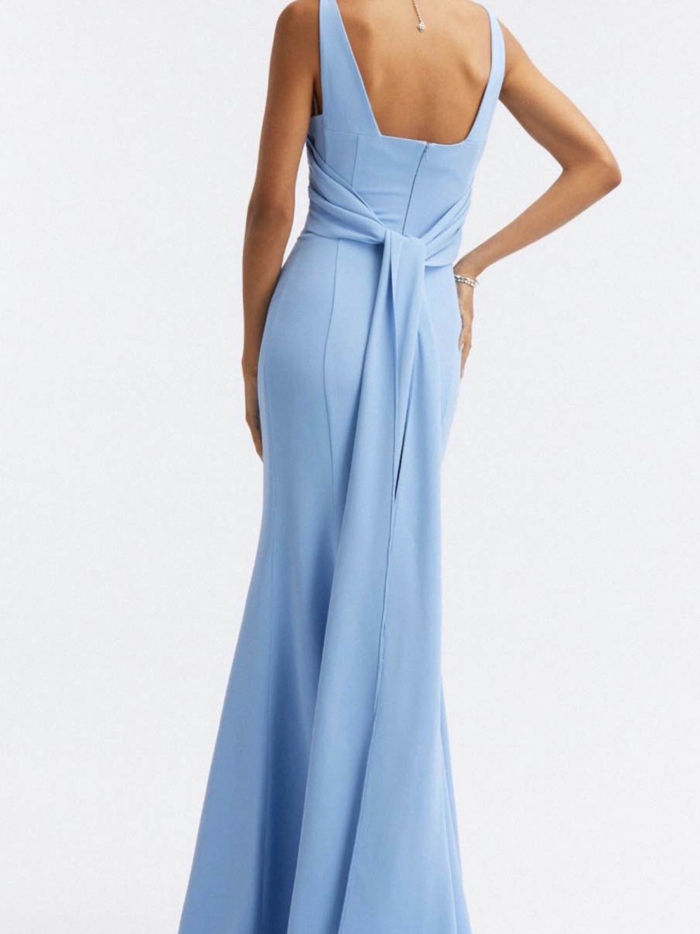 Oscar de la Renta Powder Blue Backless Gown with Waist Tie